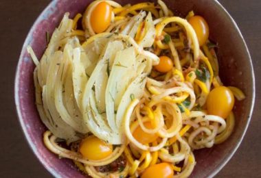 Yellow Squash Noodles with Tomato Basil Sauce Recipe