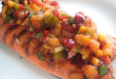Grilled Salmon With Cherry, Pineapple, Mango Salsa Recipe